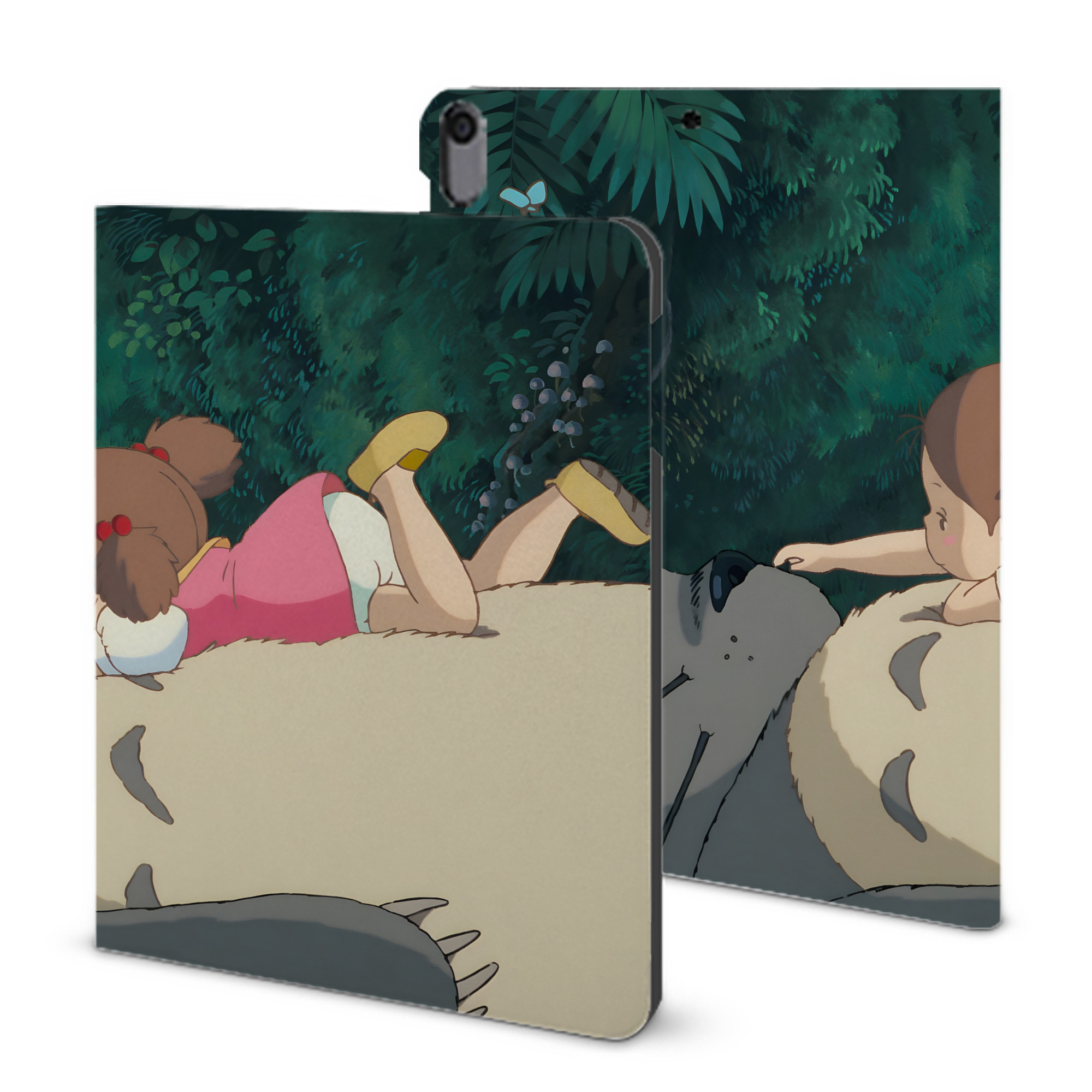 （画像用） となりのトトロ 草壁メイ 草壁サツキ My Neighbor Totoro Satsuki Kusakabe Mei Kusakabe IPad ケース ブック型 PUレザー TPU 耐衝撃 軽量 薄型 ペン収納なし 全面保護 IPad 各モデル対応